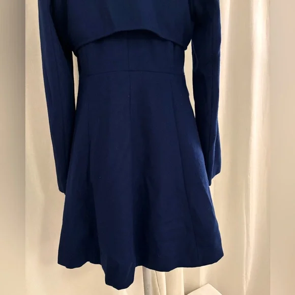 Jessica Simpson Wool Pea Coat Navy Fit Flare Trench Overcoat Classic Style Med - Picture 8 of 13